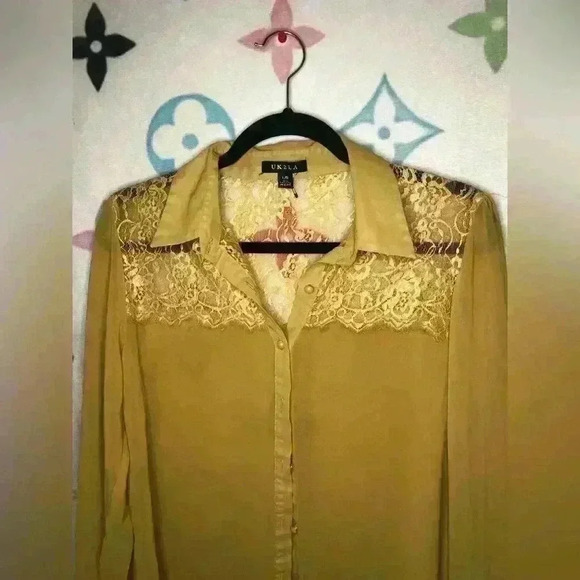 Yellow mesh Blouse - Picture 2 of 5